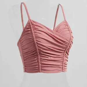 Dusty rose ruched crop top