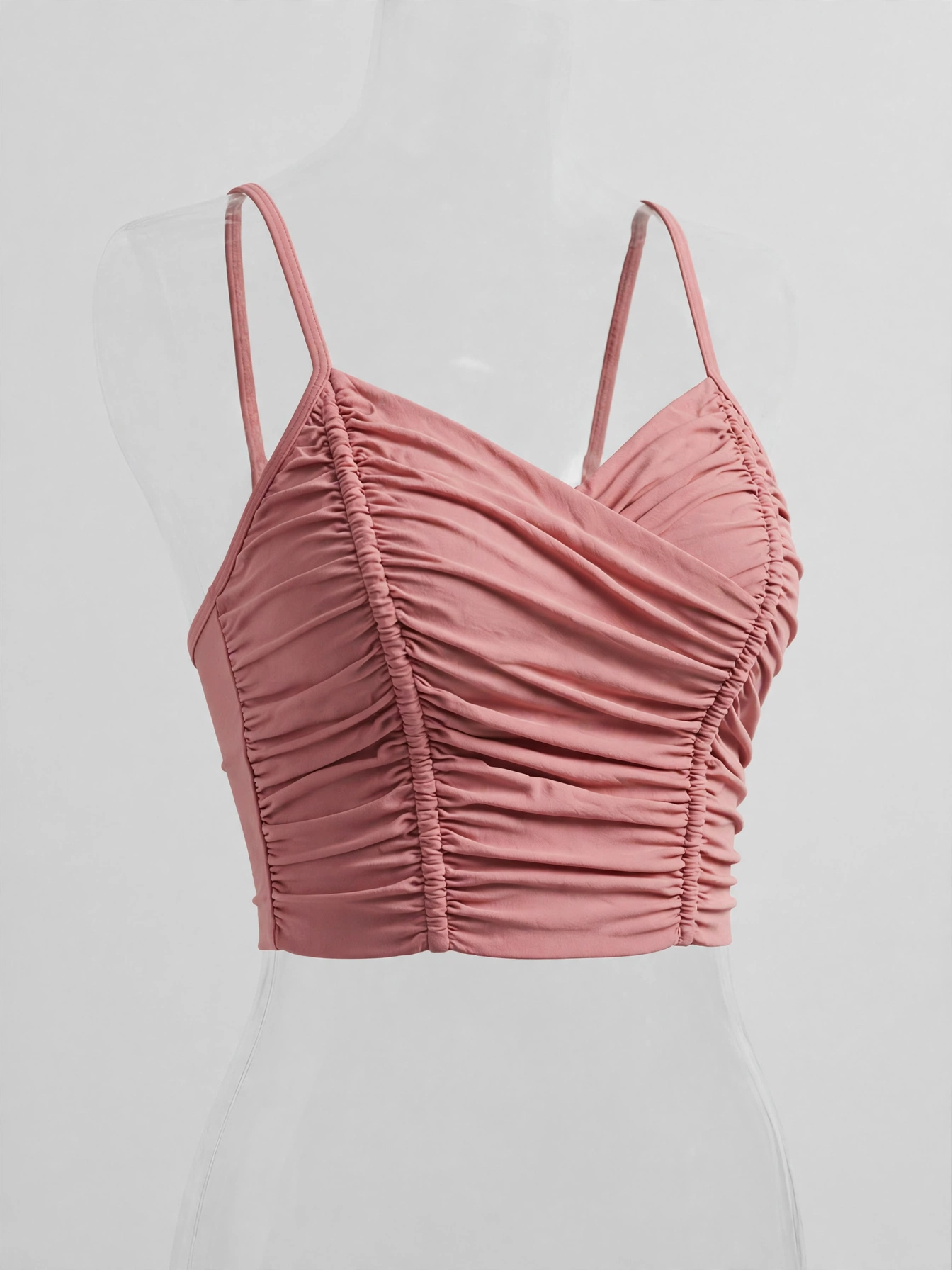 Dusty rose ruched crop top