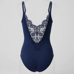 Navy Lace-Back Tank Leotard