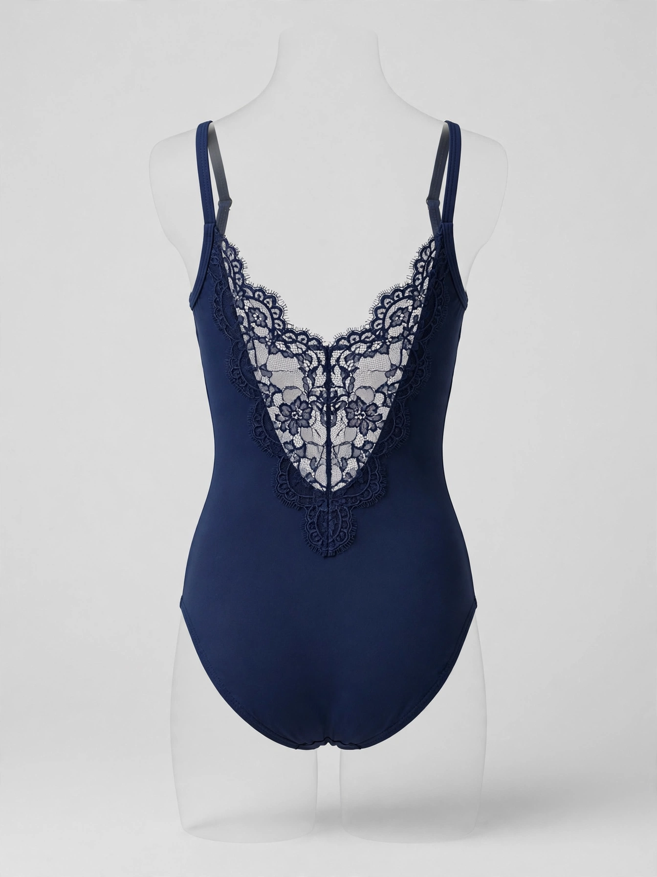 Navy Lace-Back Tank Leotard